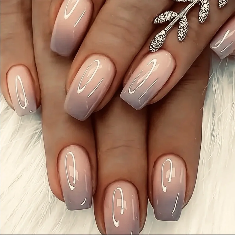 24 Piece Pink and Gray Ombre Press on Nails - Picture 6 of 7